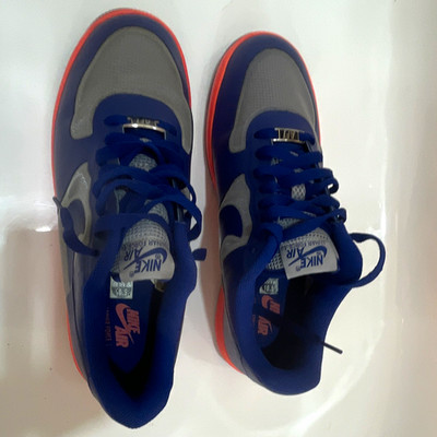 Nike Lunar Force 1 Men s Low Top Lace-Up Colorblock Sneakers Blue Gray Orange