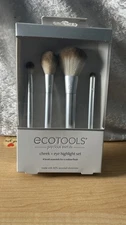 🆕 Ecotools Precious Metals Cheek + Eye Highlight Makeup Brush Set silver