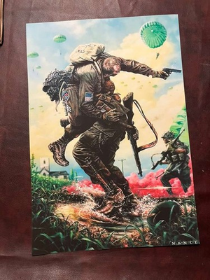 #ad #ad WW2 US Paratroopers Battle Scene Picture print Poster $19.99