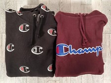 Champion Sweatshirts SMALL Lot of 2 Reverse Weave Spell Out Allover Logo Women's