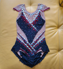 RHYTHMIC GYMNASTIC LEOTARD FOR COMPETITION BLACK WITH RED sz 155-160 cm, 750