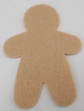 12 Gingerbread Man Wool Blend Felt Die Cuts - Oatmeal Color