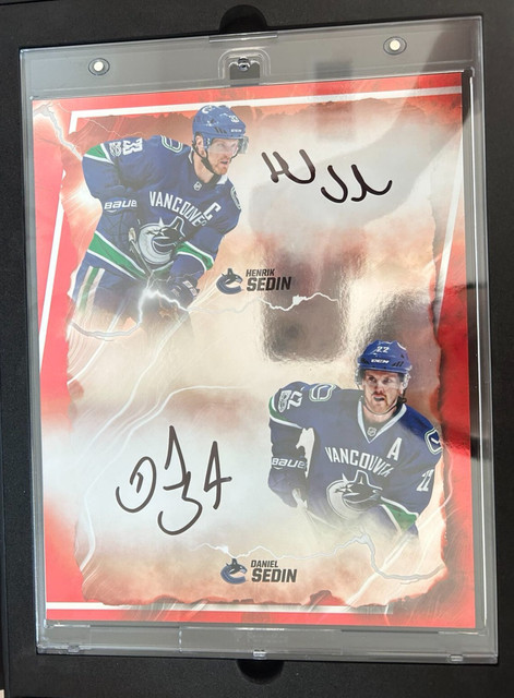 Fanatics Under Wraps Emanate  Henrik Sedin & Daniel Sedin Red Dual Auto /5 HOF