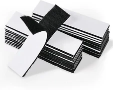 20 Sets Heavy Duty Hook & Loop Adhesive Strips: Sticky Back Fastener 1x4” Black