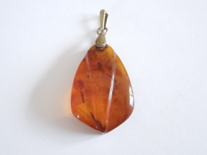 Authentic Amber Pendant 875 Silver Gold Plated Honey Modified Heated