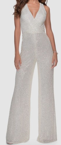 white sequin pant suit