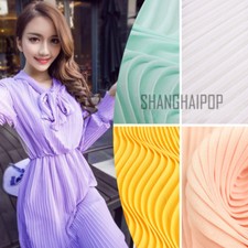 1M Pleated Chiffon Fabric Craft Material Dress Skirt for DIY Sewing Solid Soft