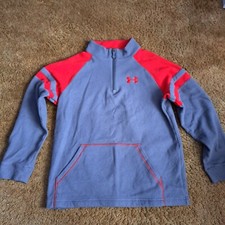 Boys Youth Medium Under Armour 1/4 Zip Red/Gray Shirt Top