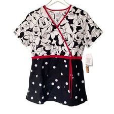 DISNEY Tooniforms Minnie Mouse scrub top Size S  NWT