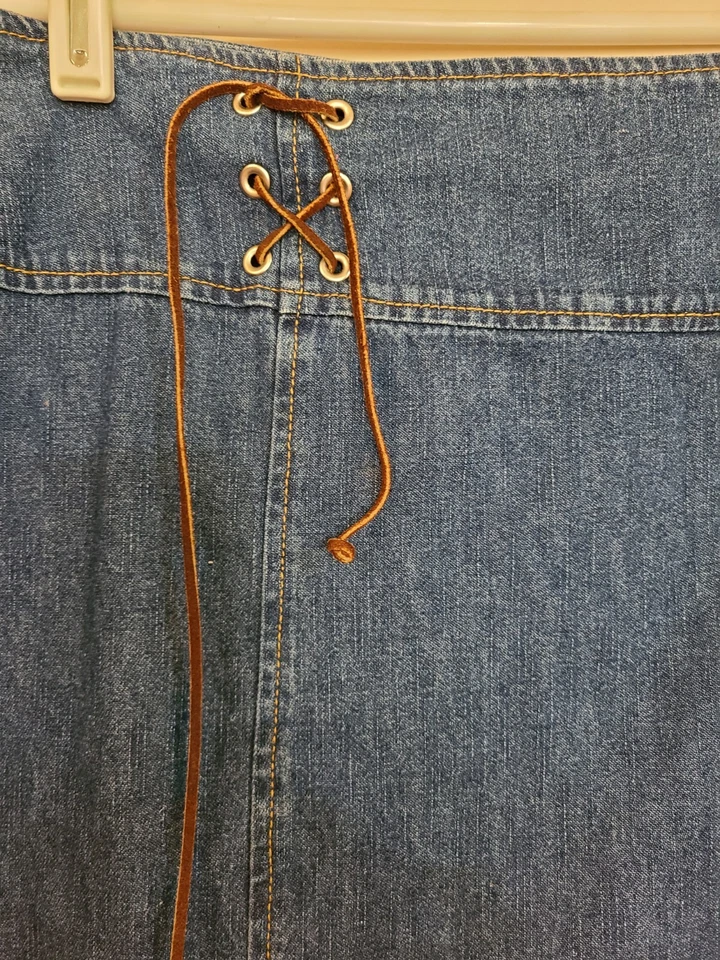 Denium Maxi Skirt Sz 14 Made In USA  100% Cotton  Vintage Studio VS Dark Wash - Изображение 2 из 4