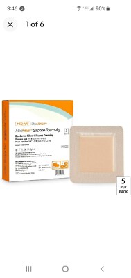 MedHealTM Bordered Silver Silicone Dressing, 4''x 4'' (2.4''x 2.4), 5 Dressing/Box