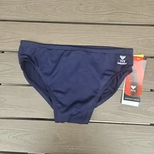  TYR Durafast Youth Boy's Solid Navy Drawstring Allover Racer Brief SZ 26 New