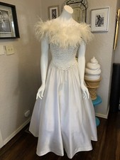 Vintage Sparkling Ivory Sequin, Rhinestone  Ostrich Feather Bridal Gown 