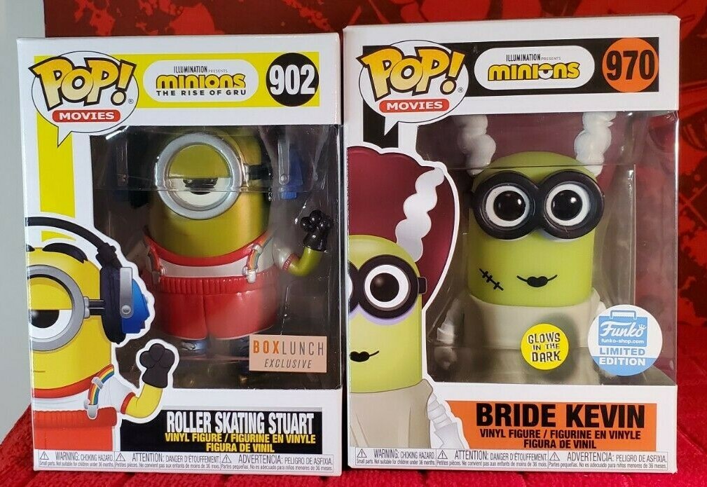 Funko Pop Minions #902 Roller Skating Stuart (Metallic) & #970
