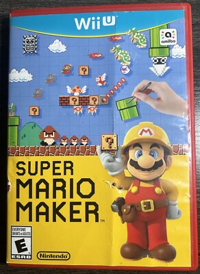 Super Mario Maker (Nintendo Wii U, 2015) Video Game No Manual *TESTED* Red Case