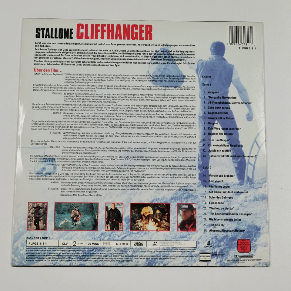 Laser Disk Disc - LD Cliffhanger - Hang on - 1994 - Bild 2 von 4