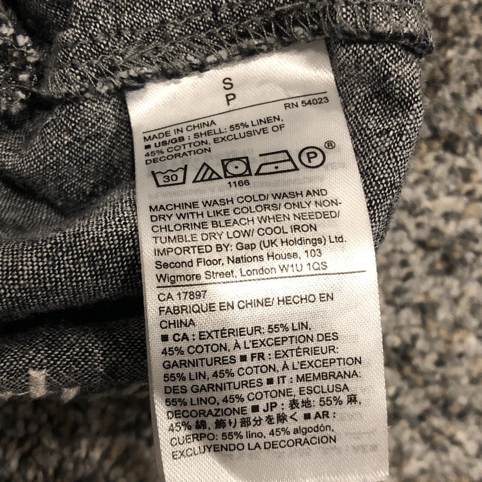 Camisa Gap Mujer Pequeña Gris Lino Cuello Redondo Informal Bolsillos Damas Foto 4 de 4