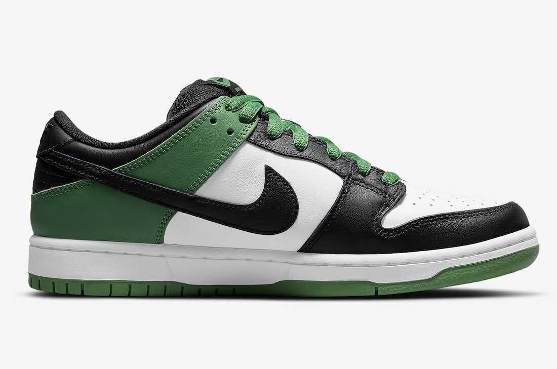 スケートボード Nike Dunk Low Pro SB Black/White/Green Nike SB Dunk Low Pro Black and Classic Green Black White