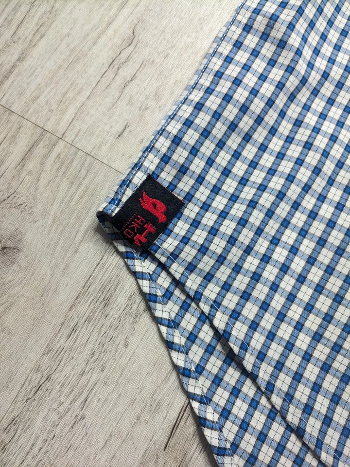 Team Hawk Men's Plaid Button Up Shirt Blue Size M Casual Y2K Style - Image 4 of 4