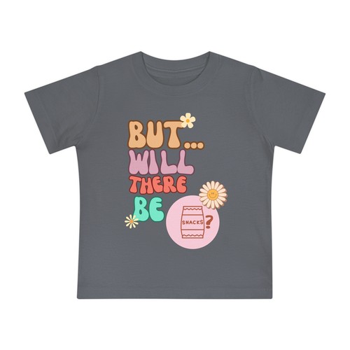 Baby Short Sleeve T-Shirt, Baby Unisex Tee, But Will There Be Snacks Floral Tee - Picture 19 of 21