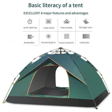 3-4 Person Pop Up Tents Waterproof Windproof Instant Tent for Camping Hiking US