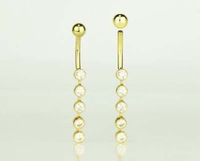 14k Yellow or White Gold Belly Button Dangle CZ Bezel Barbel Bar Ring