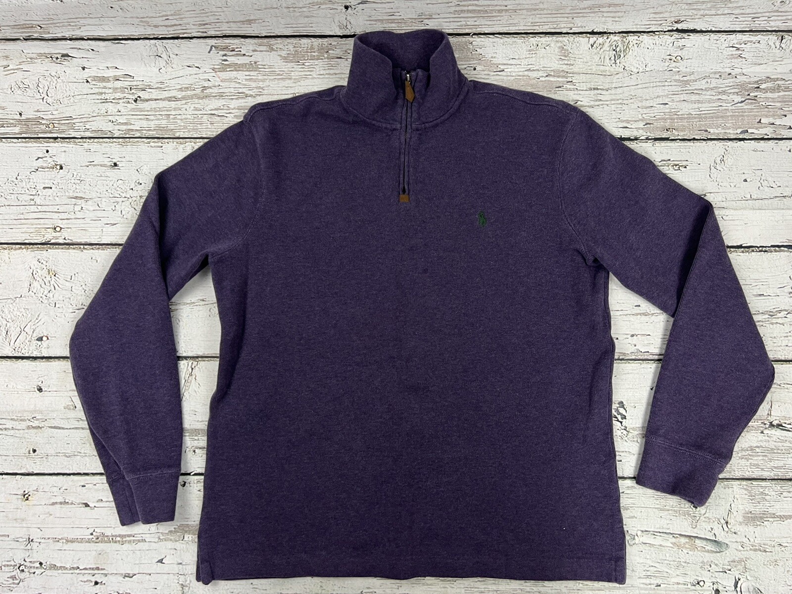 Felpa maglione pullover pony vintage Polo Ralph Lauren uomo viola 1 4 zip L