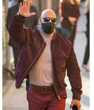 Dwayne Johnson Burgundy Leather Jacket Men Pure Suede Bomber Size S M L XL XXL
