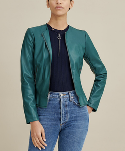 faux leather peplum jacket