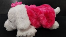 Plush White and Pink Dog Girl's Purse with Bow Soft and Fuzzy