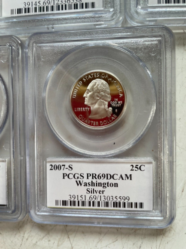 2007 S SILVER PROOF SET STATE QUARTERS PCGS PR69DCAM FLAG LABEL - Picture 12 of 21
