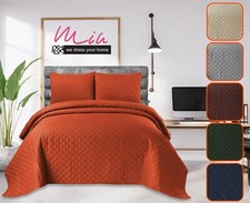 quilted embossed bed spread Throw Single Double King Size Bedding Set 3PCs satin