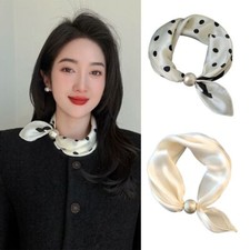 Pearls Magnetic Buckles Necklace Scarves Black White Scar Covering Women