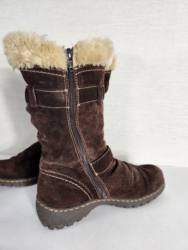 Botas de tacón de cuña forradas con cuña para mujer Bare Traps talla 8 M marrón gamuza bronceada forradas de piel - Imagen 4 de 12