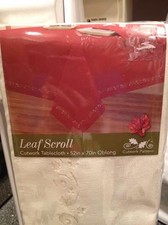IVORY LEAF SCROLL CUTWORK CLOTH TABLECLOTH 52 X 70 OBLONG BRAND NEW IN PACKAGE