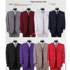Fashion suit 3 Button, Vest , Double Vent Length 35" Design by Milano Moda 905V