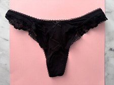 Victoria's Secret Thong Panty Black Cotton Blend High Leg S M L XL 2XL