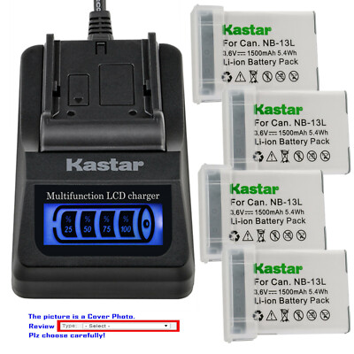 Kastar Battery LCD Quick Charger for Canon NB-13L CB2LH Canon PowerShot SX720 HS