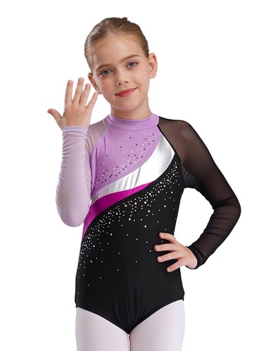 Mädchen Unitard Sport Body glänzend Turnanzüge Fotografie Tanzkleidung Team Yoga - Bild 9 von 83
