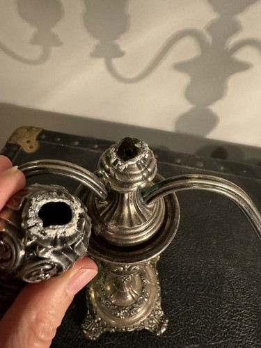 Vintage Candelabras WM Rogers & Son Silverplate Victorian Rose Pair Of 2 *READ - Picture 5 of 11