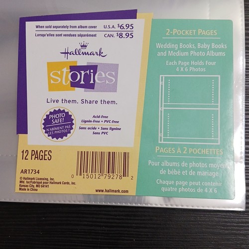 Hallmark Stories 2-Pocket Pages 12 Pg New Sealed AR1734 Med Photo Album Refills - Picture 4 of 13