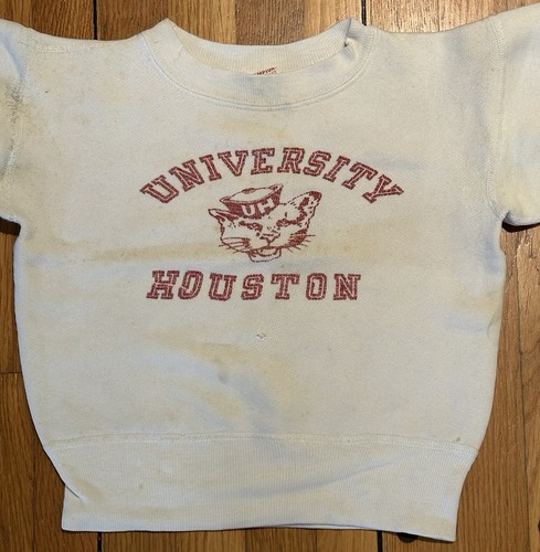 VINTAGE 1950s CHAMPION RUNNING MAN SWEATSHIRT UNIVERSITY OF HOUSTON COUGAR YOUTH