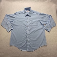 VTG Sears Perma-Prest Shirt Mens 17 32-33 Blue Button Up Dress Long Sleeve 70s