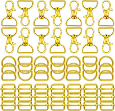 56 Pieces D Rings for Purse Bag Hardware 25 mm Gold Color