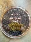 5 oz Copper Coin Price of Greed Colorized High Relief in Capsule Mintage 5000