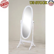 Freestanding Cheval Mirror Adjustable Tilt Oval Glass Bedroom Office Apartment