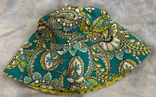 Vera Bradley Peacock Reversible  Bucket Sun Hat Summer Travel Beach Fun Colorful