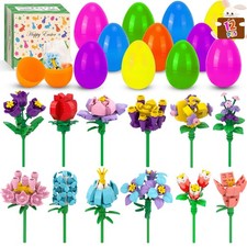 Easter Basket Stuffers - 12pcs Prefilled Plastic Easter Eggs with Flower Buil...