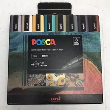 8-Pack Uni POSCA PC-5M Water-Based Paint Markers Medium Tip 1.8-2.5mm Earth Tone