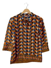 ZARA Camicia blusa Donna Camicetta a blusa Taglia IT 42 marrone-bianco-blu